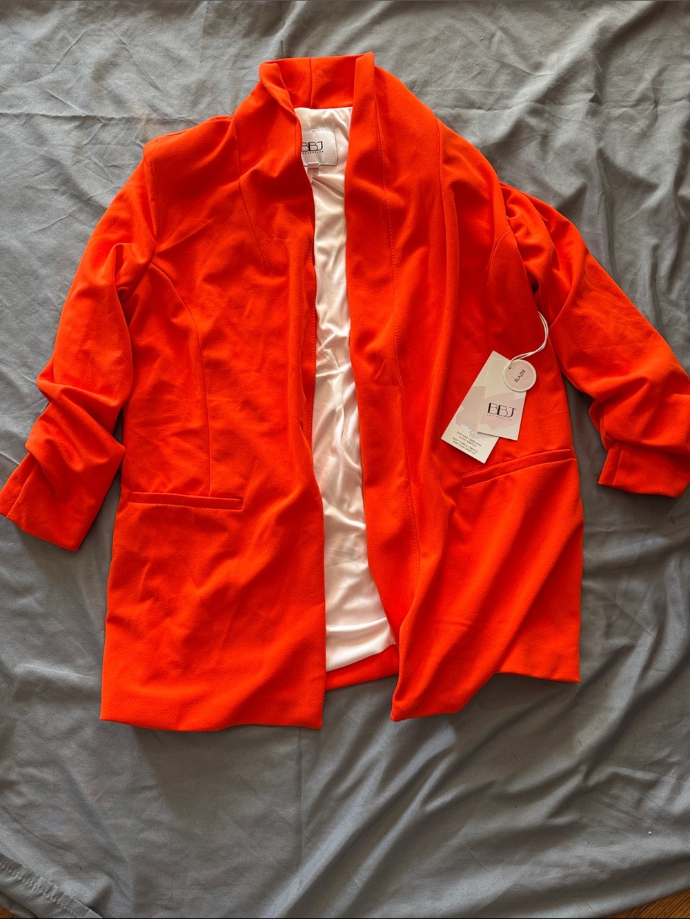 Women's Open-Front Orange Blazer Jacket